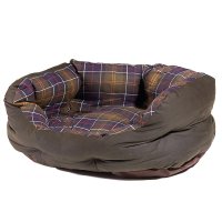 Lit pour chien Barbour, coton ciré, classique/vert olive, taille M