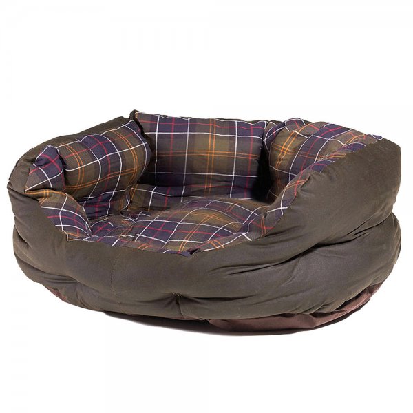 Lit pour chien Barbour, coton ciré, classique/vert olive, taille S