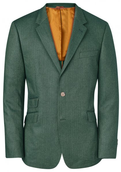 Men's Sports Jacket, Herringbone Tweed, Dark Green, Size 52