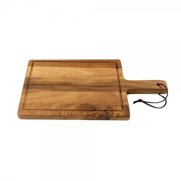 Acacia Cutting Board, with Sap Groove and Handle, Small