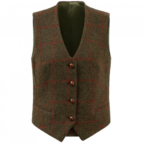 »Eve« Ladies’ Tweed Vest, Green/Red, Size 38