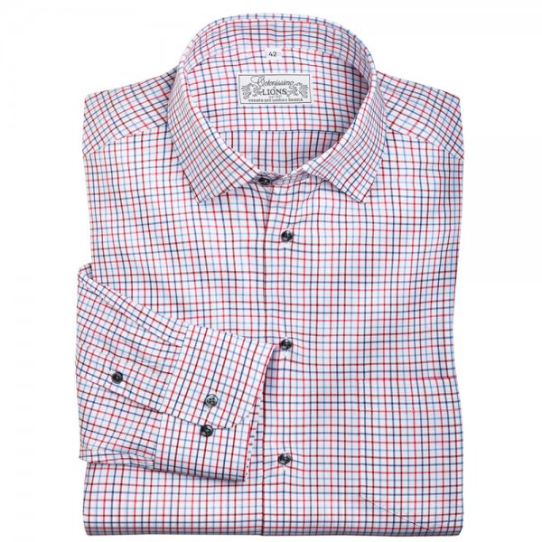 Men's Shirt, Chequered, White/Blue/Red, Size 45