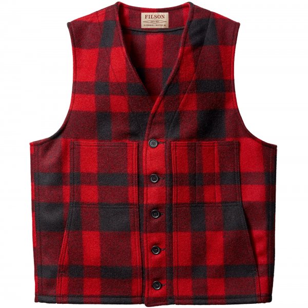 Filson Mackinaw Wool Vest, Red/Black Plaid, Größe M