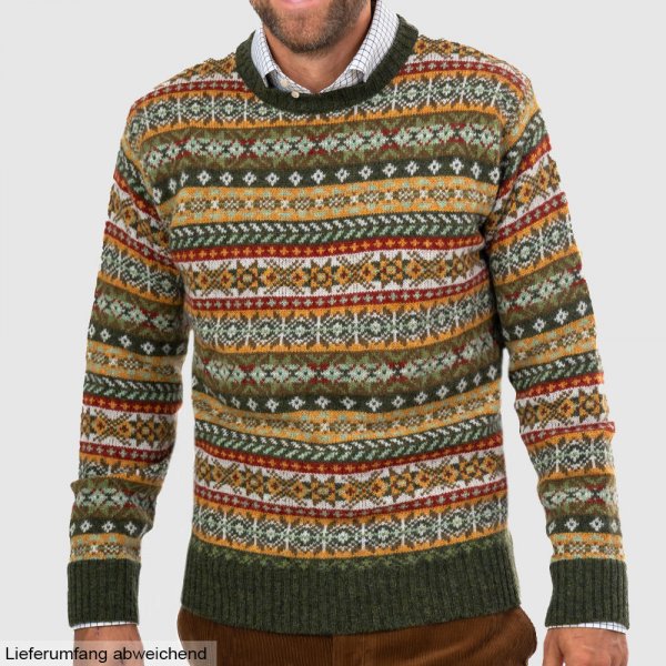 Men's All-over Fair Isle Sweater, Green, Size S | Knitwear