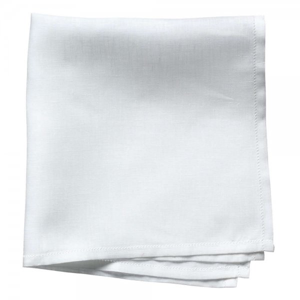 Handkerchief with Fine Hemstitch, Pure Linen, White