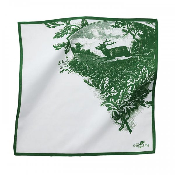 »Stag« Handkerchief, White/Green, 43 x 43 cm