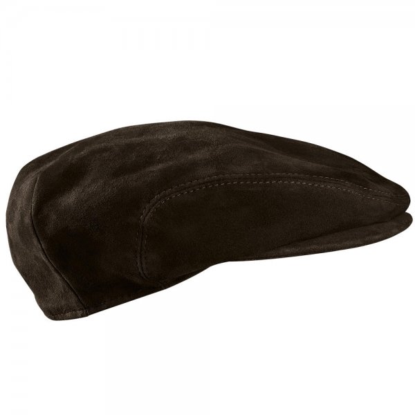 Bonnet en cuir velours, brun foncé, taille 55