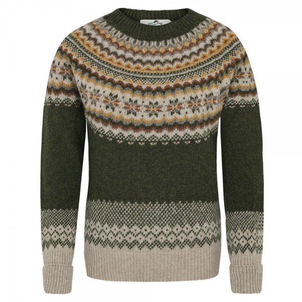 »Winter« Ladies Sweater, Fair Isle Pattern, Loden Green, Size S