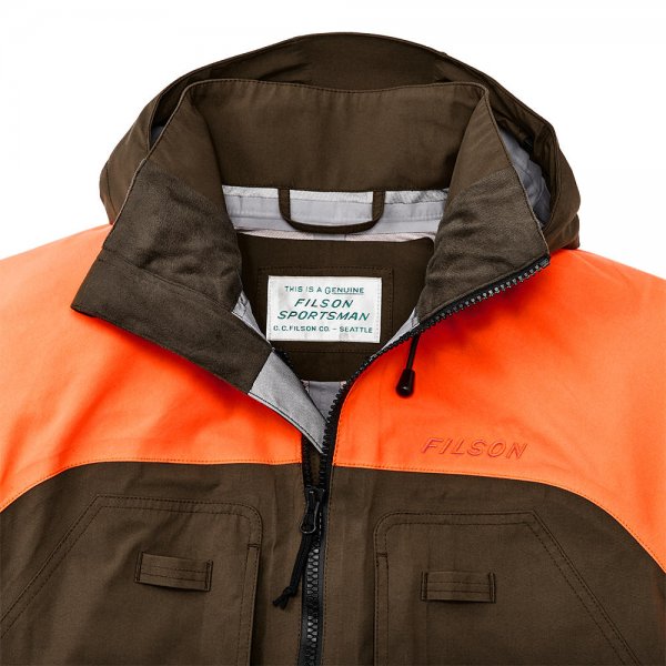 Filson 3 Layer Field Jacket Dark Tan Blaze Orange Size M Jackets Coats The GunDog Affair
