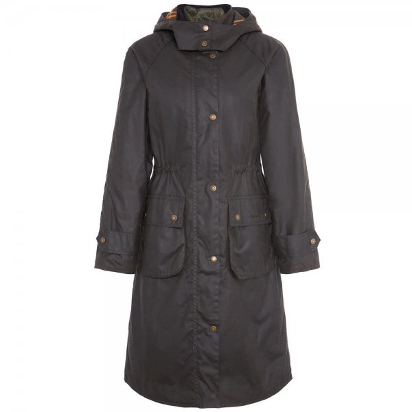 Barbour »Long Cannich« Ladies’ Waxed Coat, Olive, Size 36