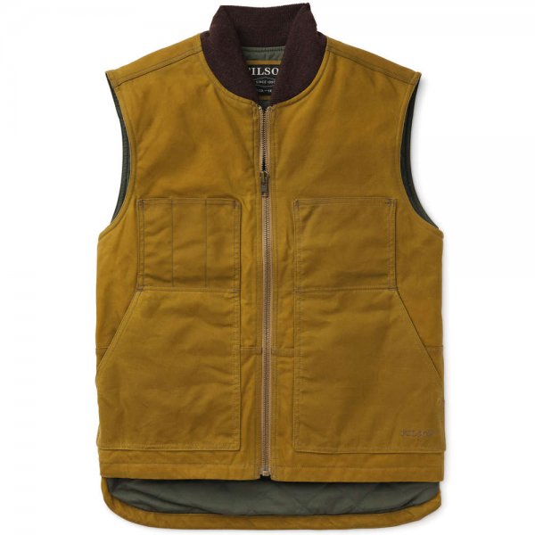 Filson Tin Cloth Insulated Work Vest, Dark Tan, Size L