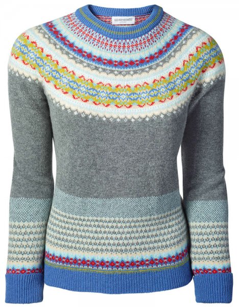 Eribé Ladies Sweater Fair Isle, Grey, Size XS