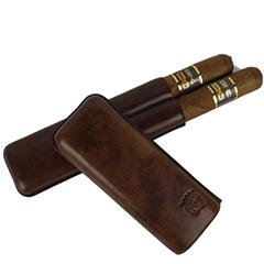Rey Pavón Leather Cigar Case, Dark Brown