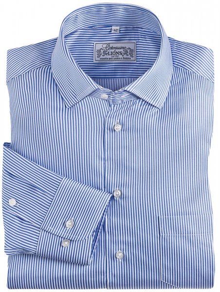 Chemise en sergé de coton pour homme, bleu-blanc, taille 45