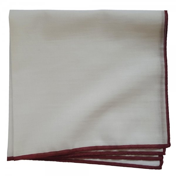 Handkerchief with Red Border, Cotton, White