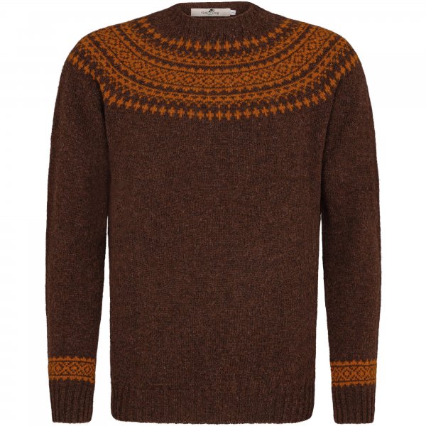 Men’s Shetland Sweater, Brown, Size L