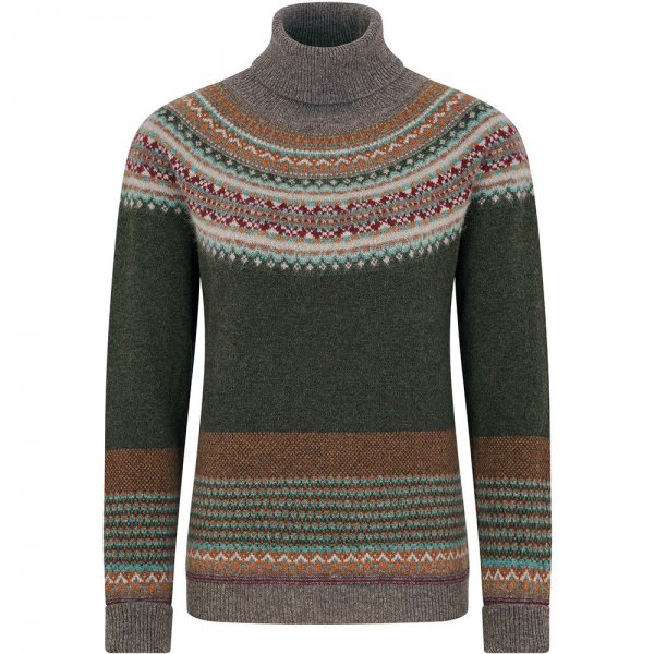 Eribé Fair Isle Ladies Turtleneck Sweater, Bracken, Size S