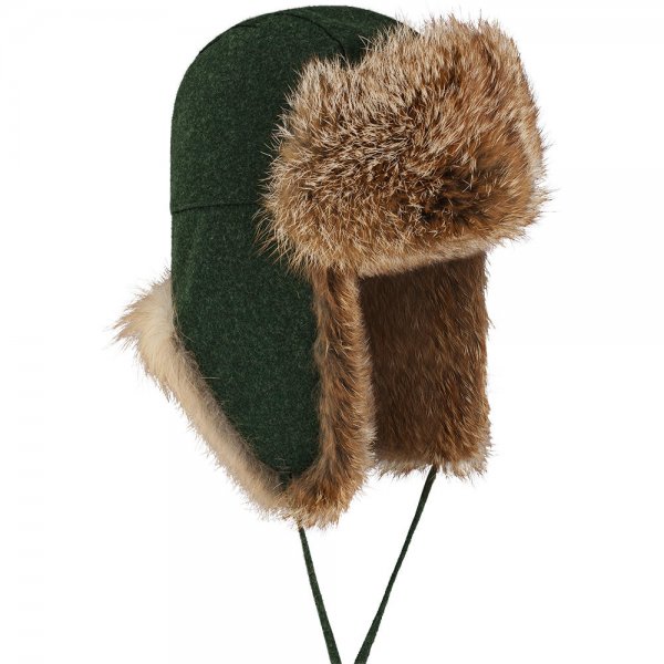 Fur Hat, Red Fox/Loden, Green, Size 60
