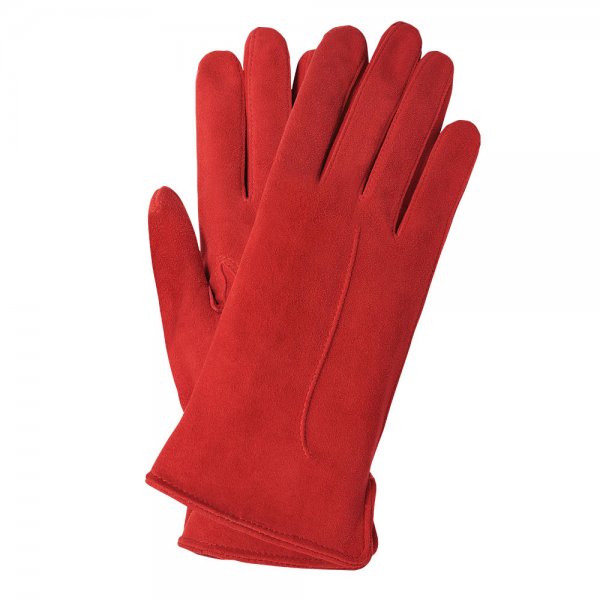 Damen Handschuhe SALO, Rentiervelours, ungefüttert, rot, Größe 6,5