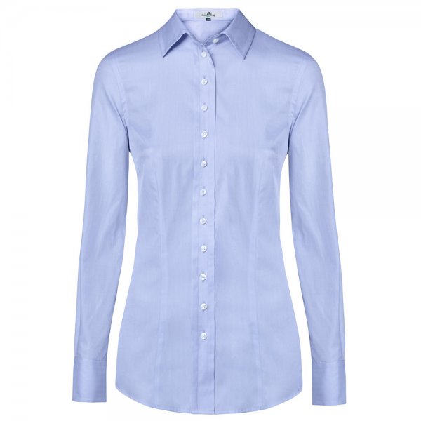 Camicia da donna, tr. spina di pesce, blu chiaro, polsini doppio uso, taglia 46