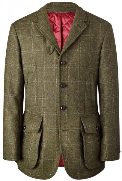 Men's Hunting Jacket, Chequered Tweed, Green, Size 52