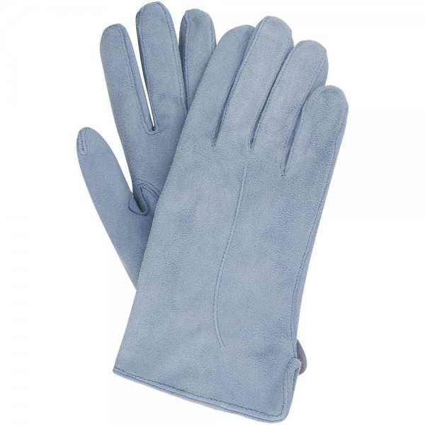 Damen Handschuhe SALO, Rentiervelours, ungefüttert, blau, Größe 6,5