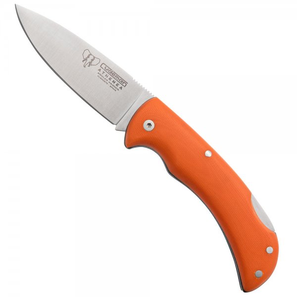 Couteau pliant Cudeman Athenea, G10 orange, étui en cuir inclus
