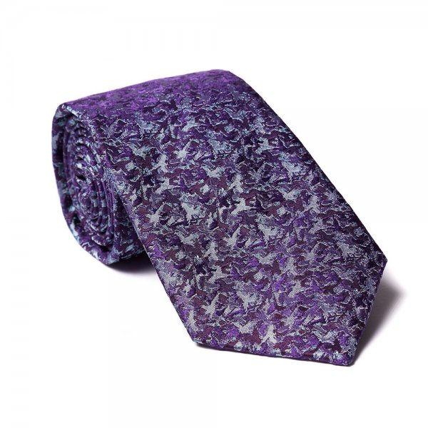 Purdey Tie »Camouflage Birds«, Purple