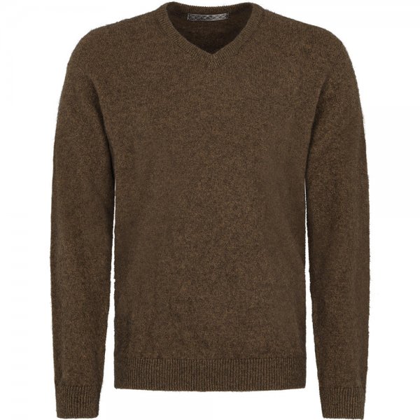 Possum Merino Men’s V-neck Sweater, Brown Melange, Size XL