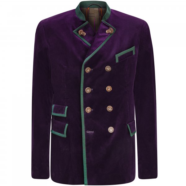 Habsburg »Wilhelm« Men's Traditional Velvet Jacket, Aubergine/Dark Green, Size 5