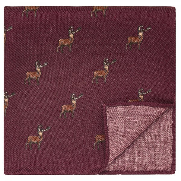 Pañuelo de bolsillo, ciervo, púrpura, 32 x 32 cm
