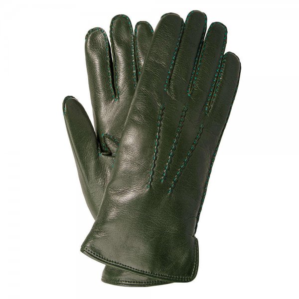 »Bondy« Ladies’ Gloves, Hair Sheep Nappa Leather, Cashmere, Dark Green, Size 7.5