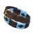 AZULES: Dunkelbraunes Leder mit Stick in Mittel- und Dunkelblau