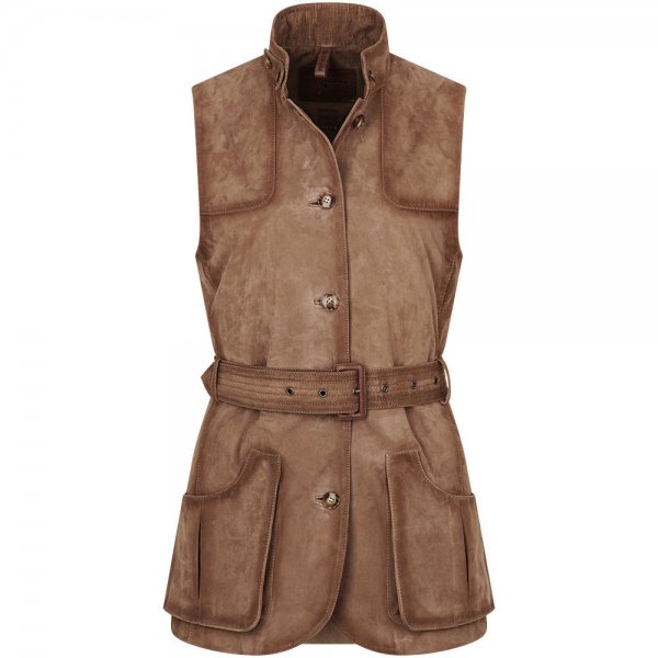 »Saharian Lady« Ladies’ Leather Safari Vest, Light Brown, Size 36