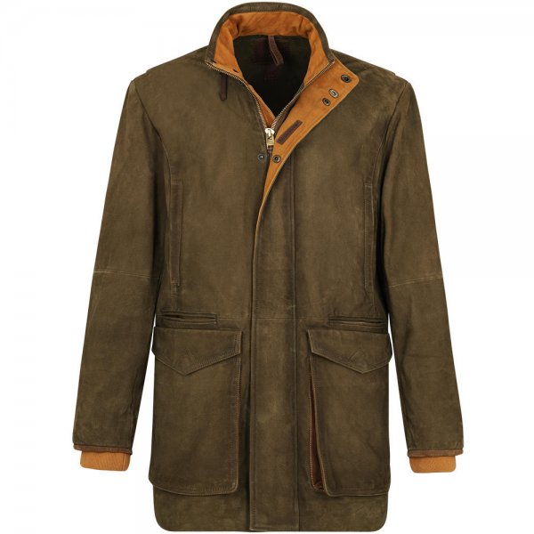 »Shooting Coat« Men's Hunting Jacket, Leather, Forest Green, Size 56