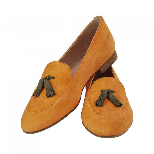 »Franca« Ladies' Tassel Loafers, Orange/Green, Size 40