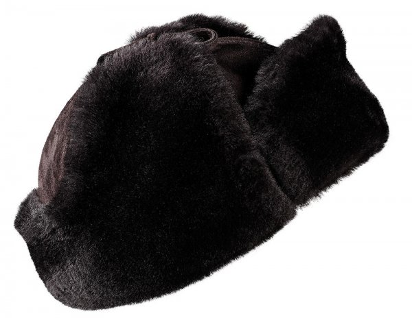 Gorra de piel de cordero, marrón oscuro, talla 61