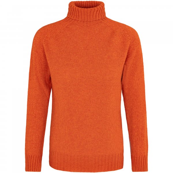 Suéter de cuello alto de lana de cordero para mujer, naranja, talla S