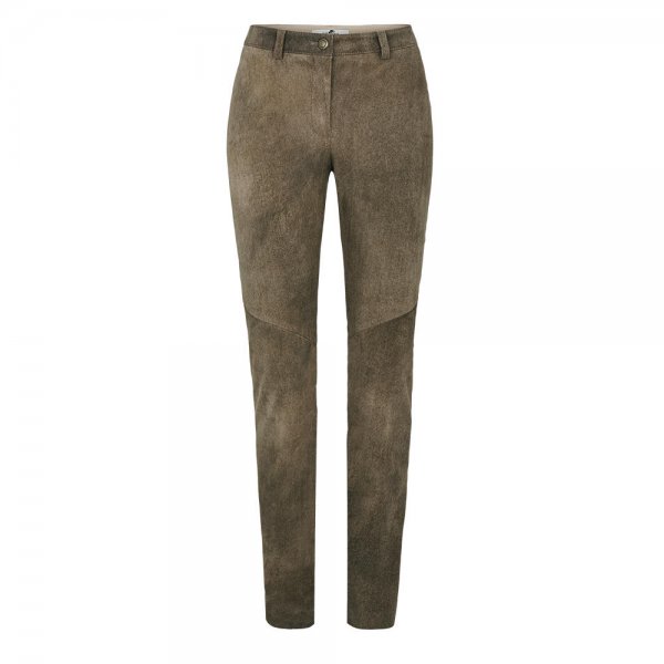 »Laker« Ladies Stretch Leather Trousers, Antique Brown, Size 38