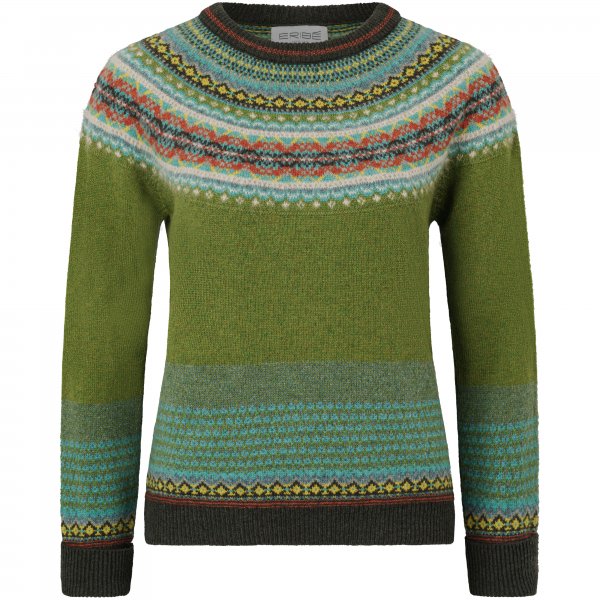 Suéter para mujer Eribé Fair Isle, Moss, talla XL