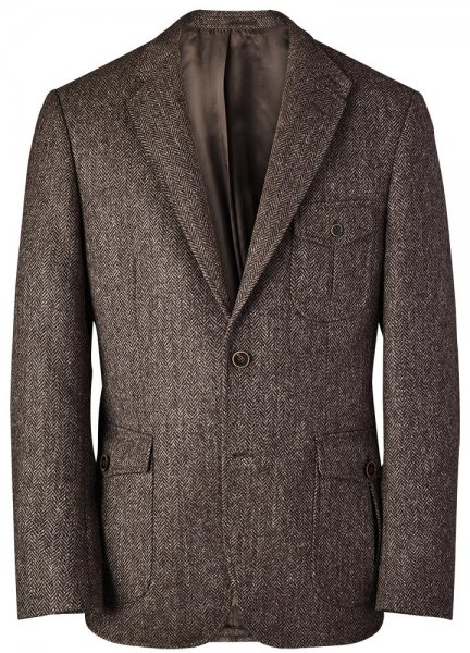 Men's Sports Jacket, British Wool, Brown Grey, Size 58