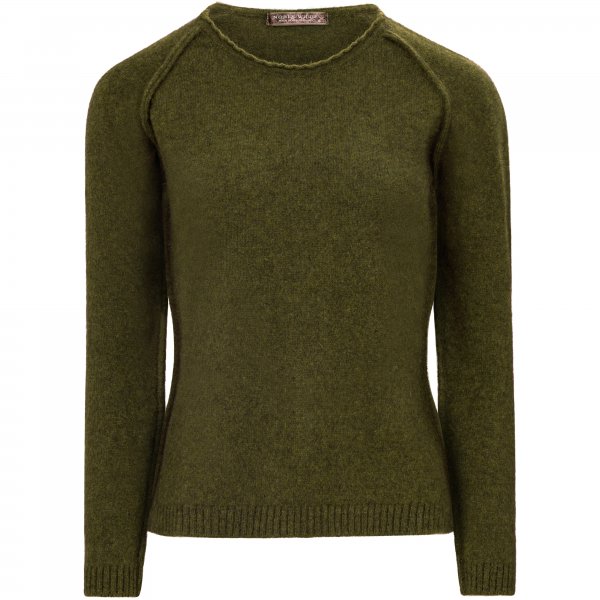 Ladies’ Sweater, Possum Merino, Olive Melange, Size 34