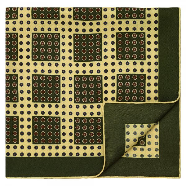 Pocket Square, Yellow/Olive, 43 x 43 cm