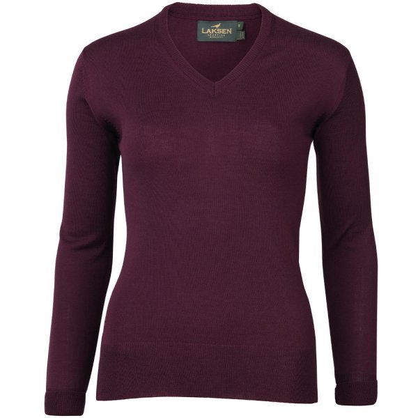Pull col en V pour femme Laksen » Carnaby «, pourpre, taille S