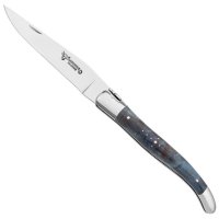 Cuchillo plegable Laguiole, madera de álamo veteado azul