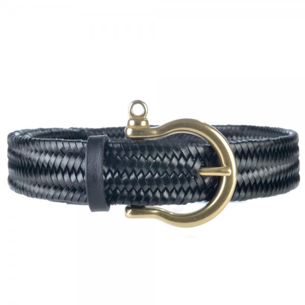 Athison Leather & Rayon Belt, Black, Size M