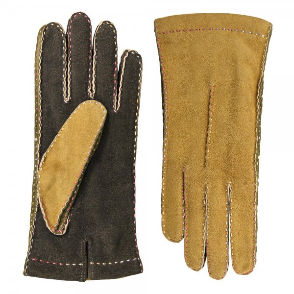 Damen Handschuhe FORLI, Ziegenvelours, mit Kaschmirfutter, mehrfarbig, Größe 8