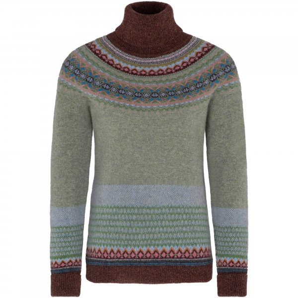 Eribé Fair Isle Ladies Turtleneck Sweater, Willow, Size XL
