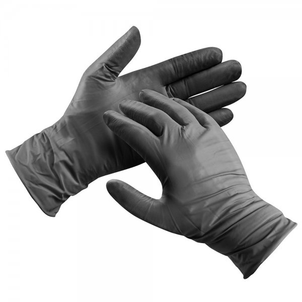Nitrile Gloves, Black, Size M