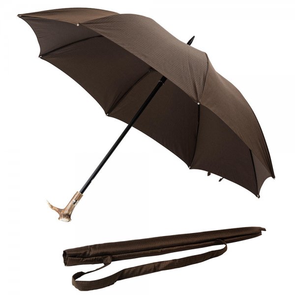 Parapluie Francesco Maglia »Cerf«, avec poignée en corne de cerf, vert olive